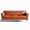 Leather sofa with three cushions in brown color dimensions 200 x 85 x 75cm