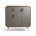 Modern gray storage cabinet with three doors and metal legs 60 x 40 x 90cm