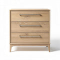 Wooden nightstand with three drawers and silver handles 60 x 40 x 70cm