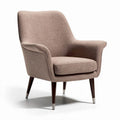 Upholstered accent chair in light brown fabric with wooden legs 70 x 80 x 90cm