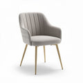 Fabric dining chair with ergonomically curved back and gold metal legs 60 x 55 x 80cm