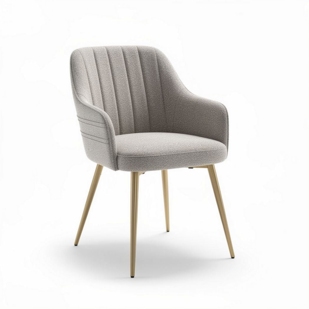 Fabric dining chair with ergonomically curved back and gold metal legs 60 x 55 x 80cm