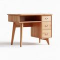 Wooden writing desk with three drawers and open shelf in natural finish 120 x 60 x 75cm
