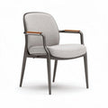 Metal frame lounge chair with upholstered seat and back in light gray 55 x 60 x 80cm