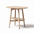Round wooden side table with lower shelf in natural finish 80 x 80 x 75cm