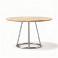 Round dining table with wood top and metal base 90 x 90 x 75cm